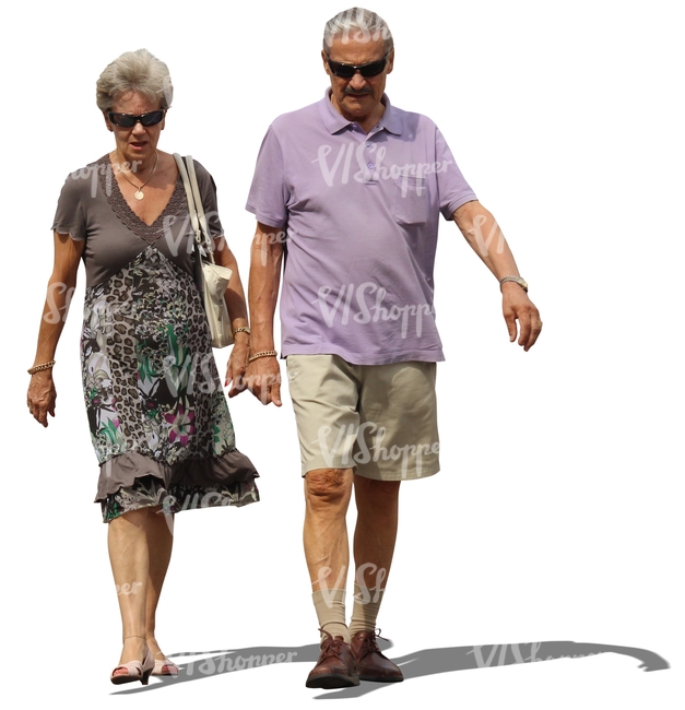 middle-aged couple walking