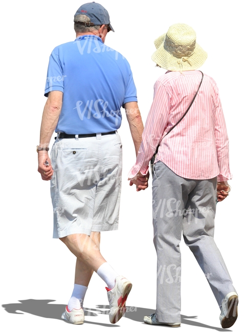 cut out elderly couple walking hand in hand