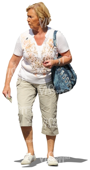 cut out elderly woman walking