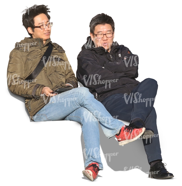 two asian men sitting and talking