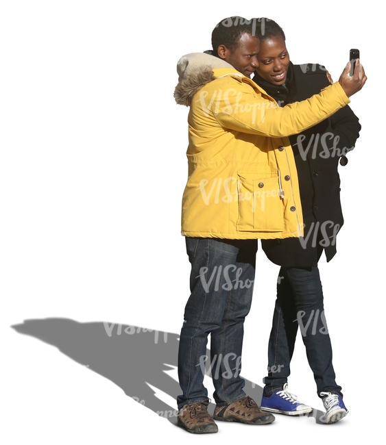 black couple taking a selfie
