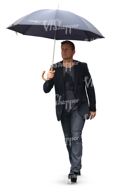 man with an umbrella walking in the rain