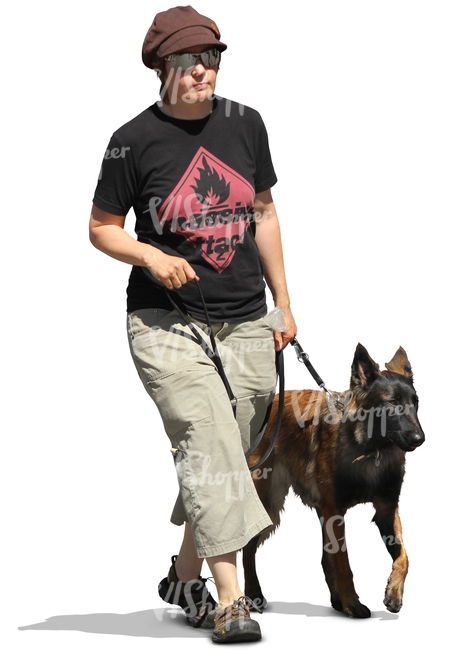 woman walking a big dog