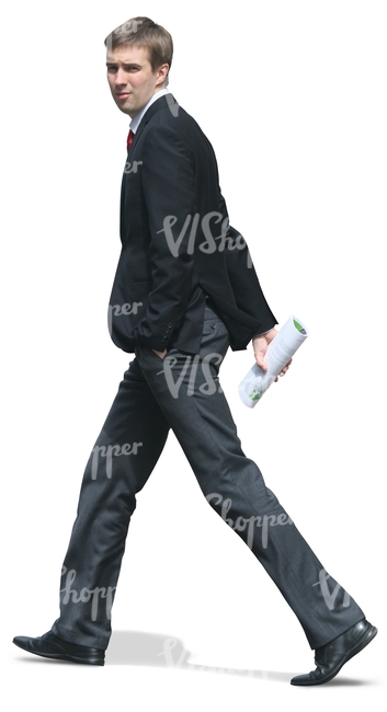 cut out young businessman walking
