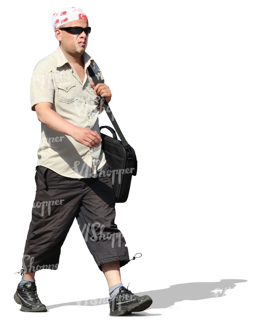 cut out man with a bandana walking