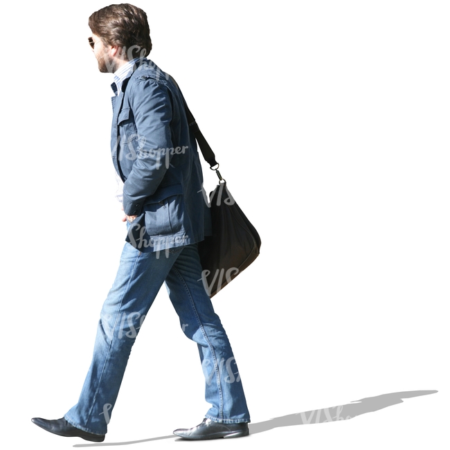 cut out man in jeans walking