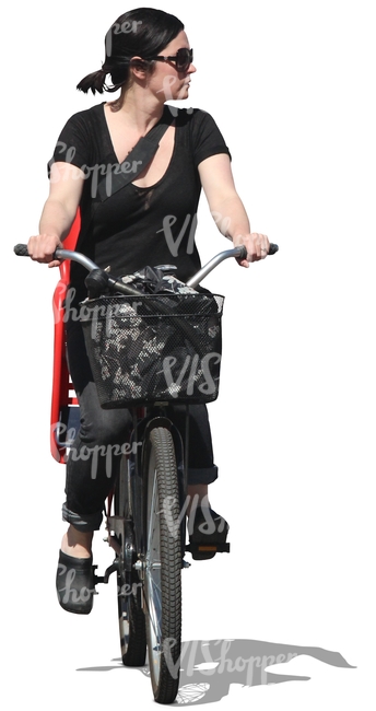 woman in black riding a bicycle