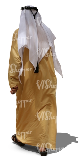 arab man in a yellow thobe walking