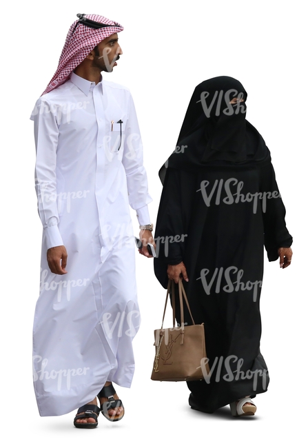 arab man and woman walking