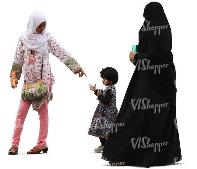 muslim woman with two daughters