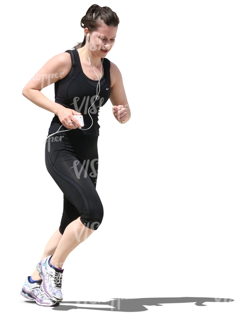 woman with headphones jogging