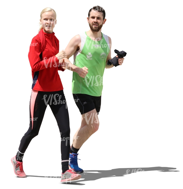 man and woman jogging