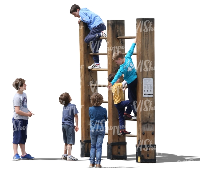 six boys climbing on the playground