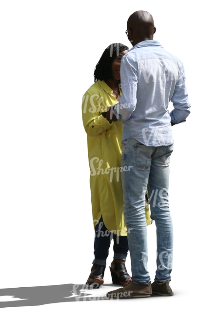 black couple standing and talking