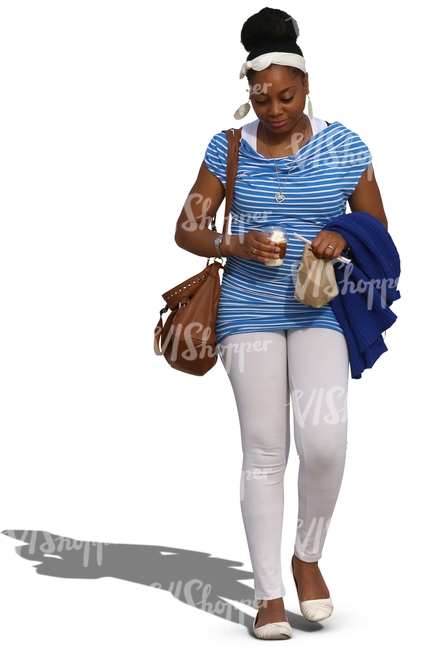 cut out african woman walking