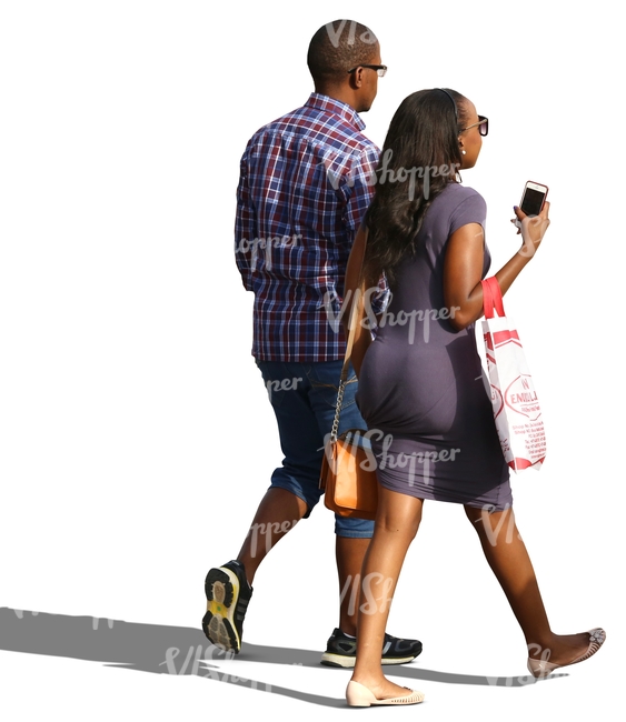 cut out african couple walking