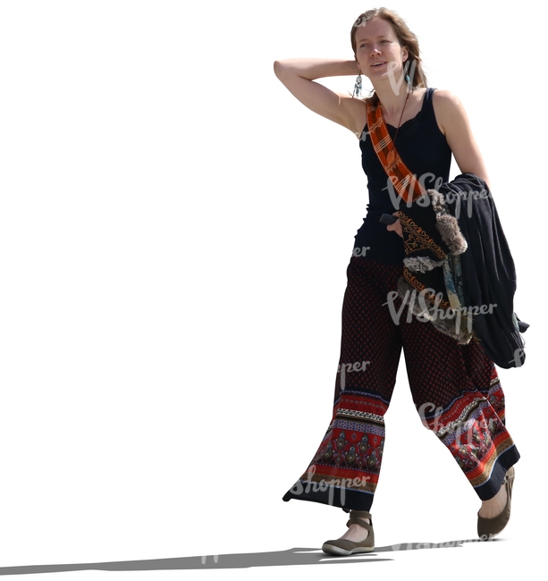 cut out woman walking in summer