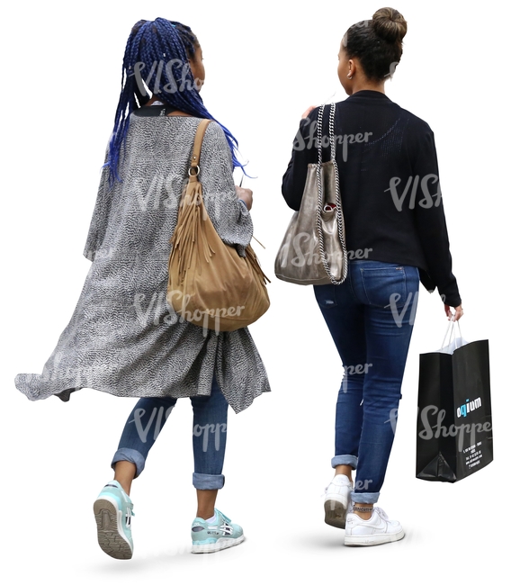 two cut out black women doing some shopping