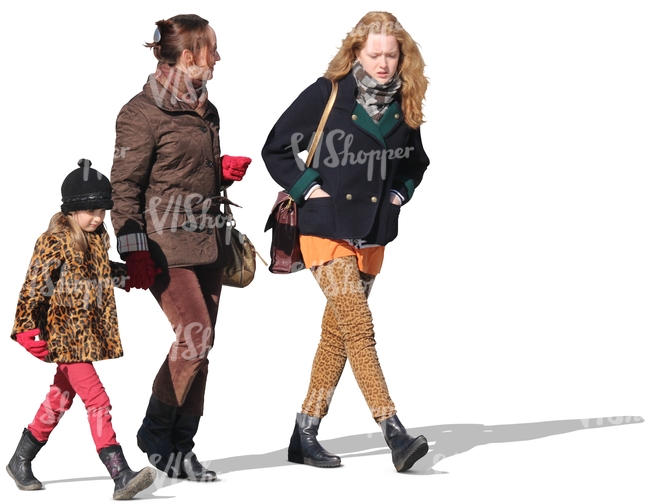 two women and a child walking together