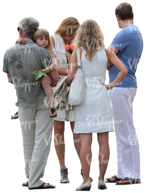 group of people with flowers standing together