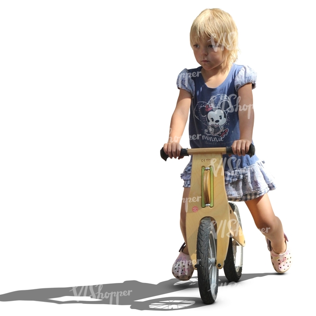 cut out blond girl riding a likeabike