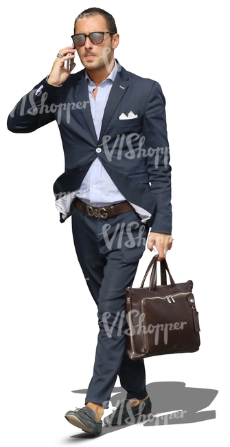 cut out businessman talking on the phone