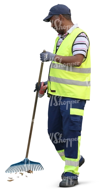 cut out worker cleaning streets