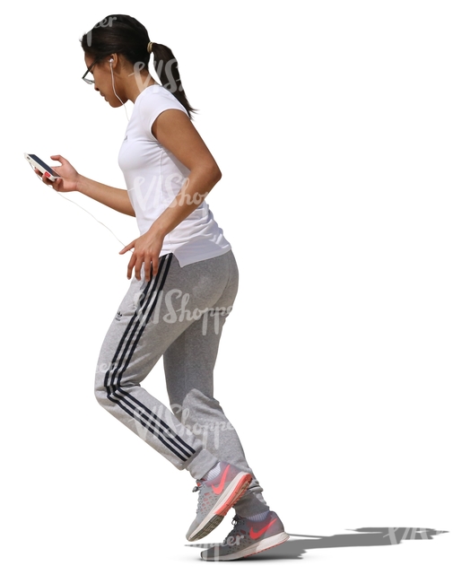 woman jogging while listening to music