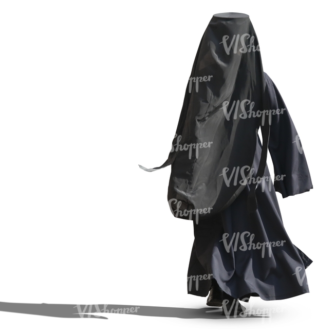 cut out orthodox monk walking hastily