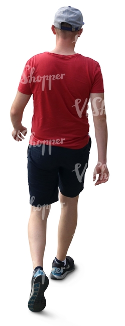 cut out man in shorts walking