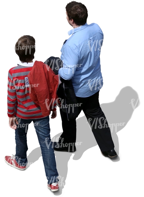 father and son walking