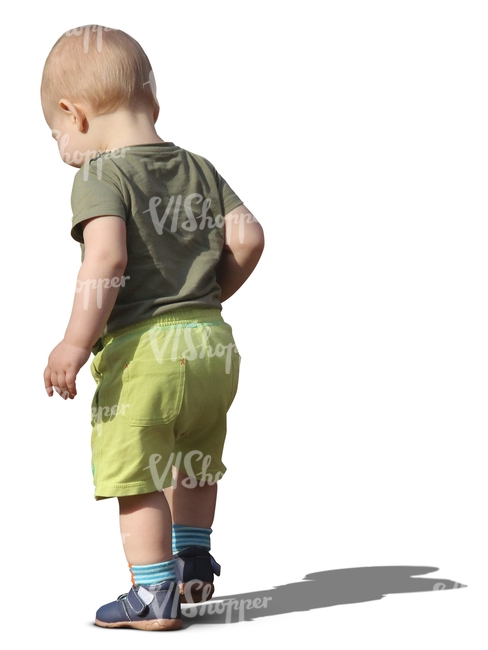 toddler in green pants walking