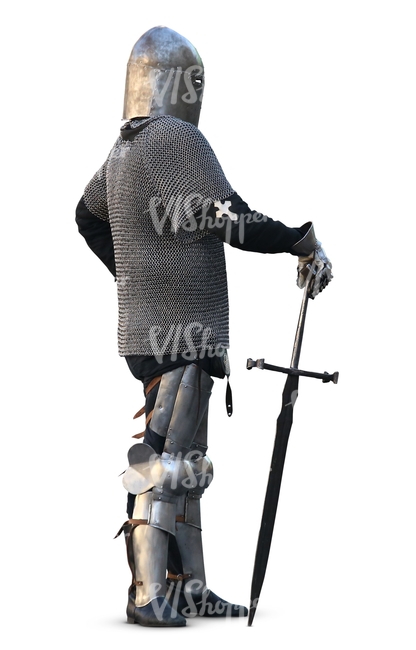 cut out street artist dressed as a medieval knight