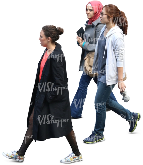 three women walking