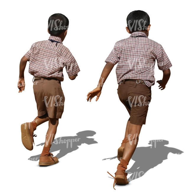 two indian schoolboys in scool uniform running