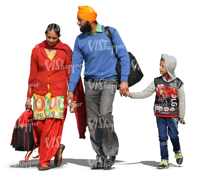 indian family walking hand in hand