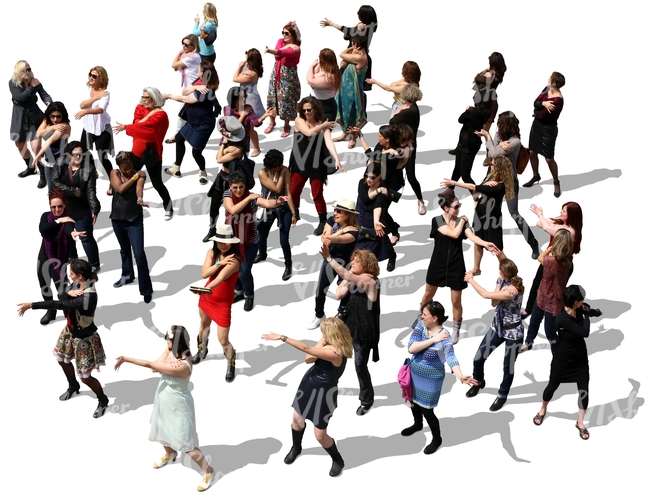 group of women dancing in the street