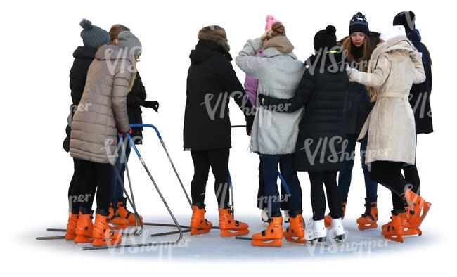 group of women skating in the ice rink