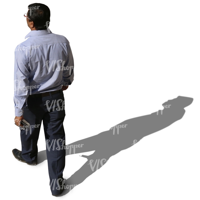 indian businessman walking seen from above