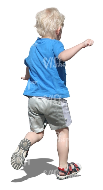 cut out blond boy running