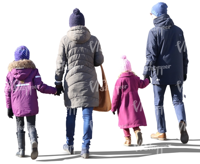 mother and father walking with their children