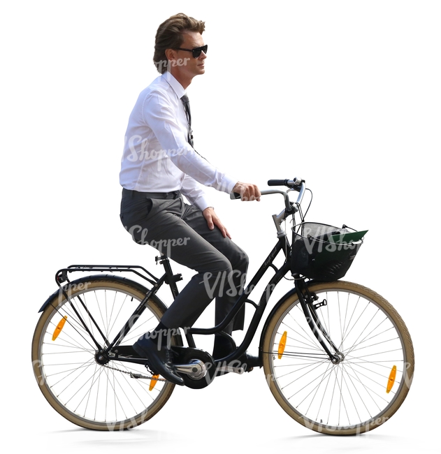 businessman riding a bicycle