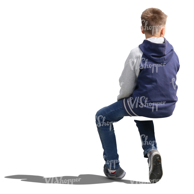 blond boy sitting seen from behind