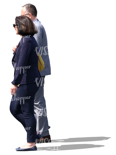 businessman and businesswoman walking