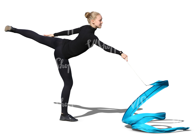 female gymnast performing with a ribbon