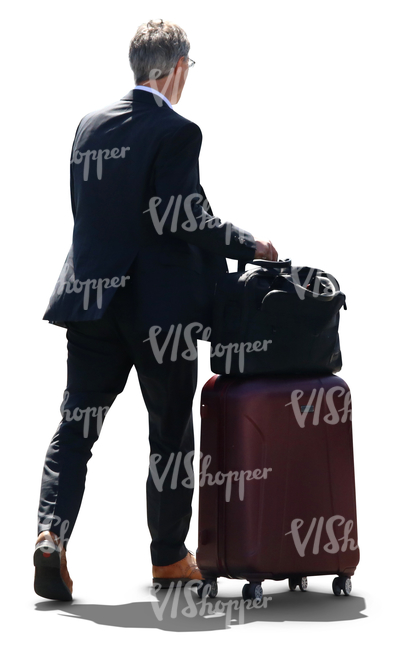 travelling businessman with a large suitcase
