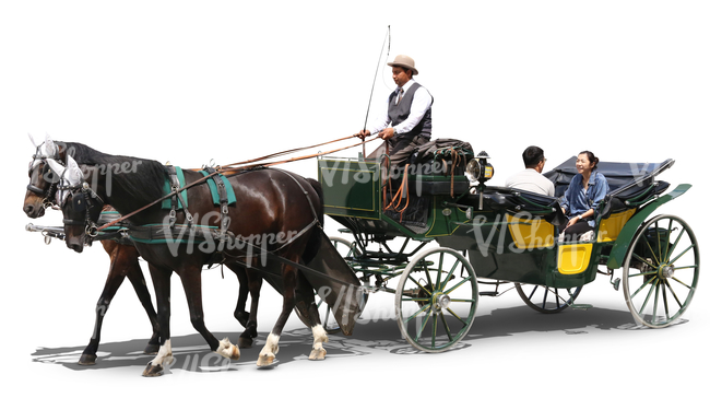 couple riding in a horse carriage