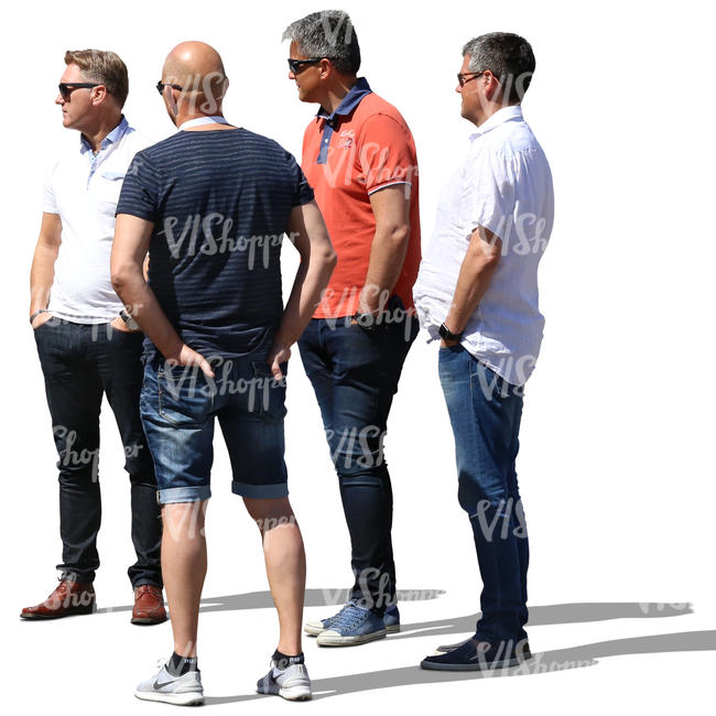 group of men standing and looking at smth 