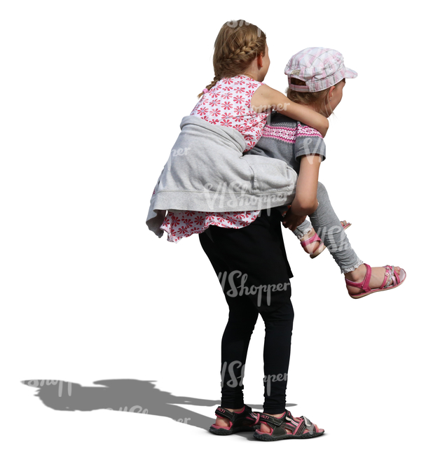 one girl carrying another on her back