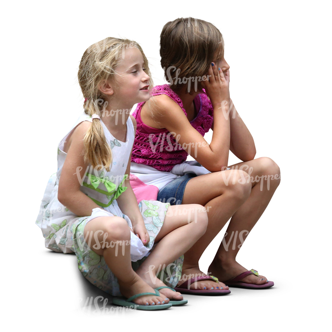 two girls sitting on stairs